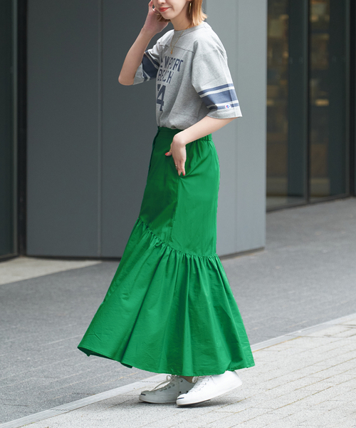 B.C STOCK（ベーセーストック）の「フロントボタンマーメイドギャザースカート（スカート・レディース・ブラック/グリーン/ホワイト・FREE）」の21枚目の写真