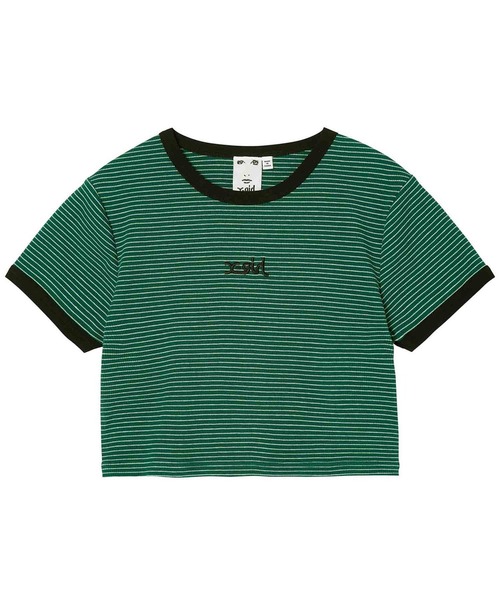 X-girl（エックスガール）の「MILLS LOGO S/S CROPPED TOP（T