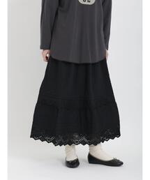 Samansa Mos2 | 綿ドビー裾スカラップスカート(スカート)