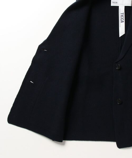 美品 TICCA 日本製 ウール ニット オーバーサイズ ジャケット ネイビー TICCA（ティッカ）の「TICCA ニットジャケットコート（その他