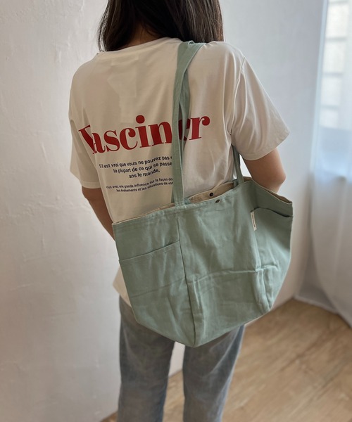 LBC（エルビーシー）の「2ハンドル無地トートバッグ（トートバッグ・レディース・グリーン/ブルー/イエロー/グリーン系その他/イエロー系/ネイビー/オレンジ系その他/オリーブ/ワイン/ブラック/レッド/ミント・FREE）」の17枚目の写真