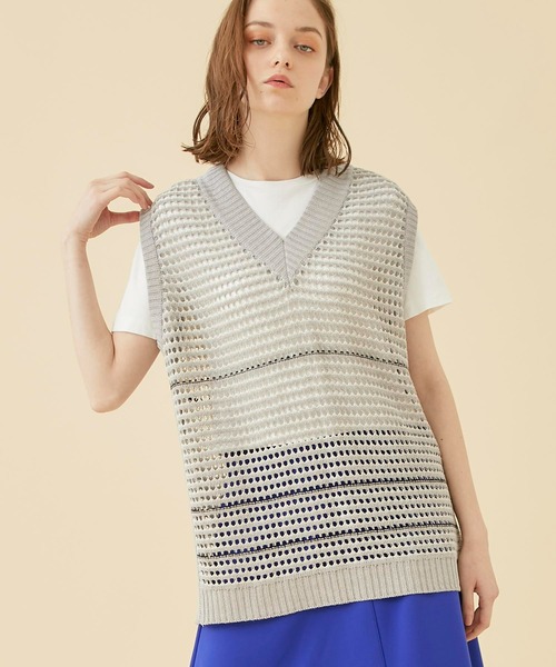 CITY TOKYO（シティトウキョウ）の「【和紙】メッシュニットベスト（ベスト・レディース・グレー/グリーン・FREE）」の3枚目の写真