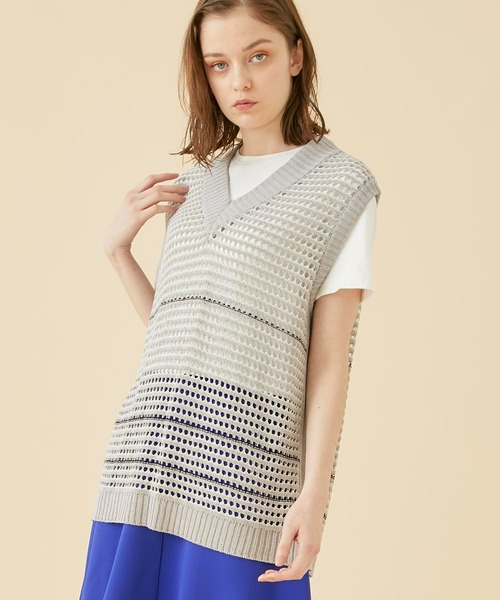 CITY TOKYO（シティトウキョウ）の「【和紙】メッシュニットベスト（ベスト・レディース・グレー/グリーン・FREE）」の4枚目の写真