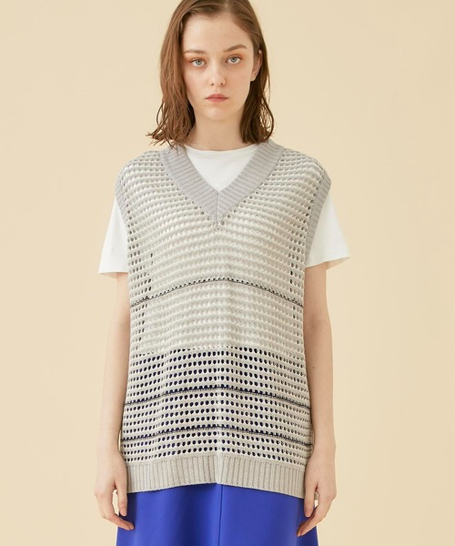 CITY TOKYO（シティトウキョウ）の「【和紙】メッシュニットベスト（ベスト・レディース・グレー/グリーン・FREE）」の7枚目の写真