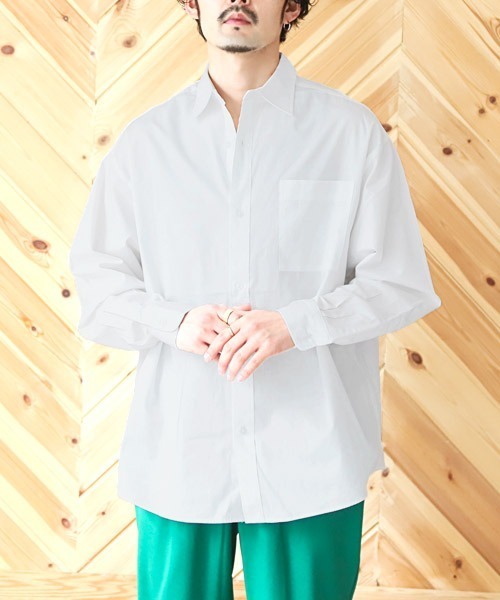 LUXSTYLE(ラグスタイル)の「ブロードレギュラー長袖BIGシャツ(シャツ/ブラウス・メンズ・ストライプ/ホワイト/ブラック・L/M)」の2枚目の写真