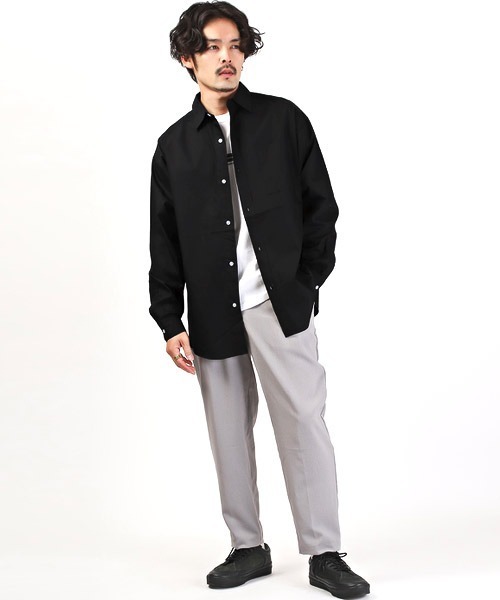 LUXSTYLE(ラグスタイル)の「ブロードレギュラー長袖BIGシャツ(シャツ/ブラウス・メンズ・ストライプ/ホワイト/ブラック・L/M)」の10枚目の写真
