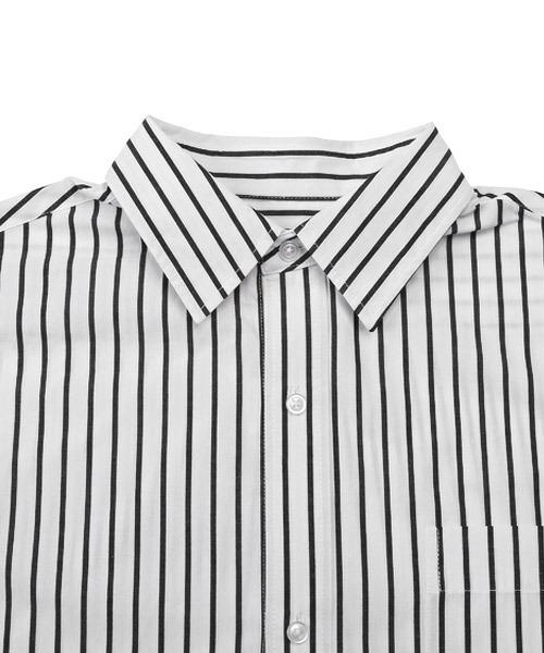 LUXSTYLE(ラグスタイル)の「ブロードレギュラー長袖BIGシャツ(シャツ/ブラウス・メンズ・ストライプ/ホワイト/ブラック・L/M)」の17枚目の写真