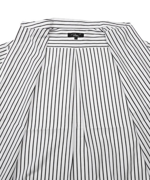 LUXSTYLE(ラグスタイル)の「ブロードレギュラー長袖BIGシャツ(シャツ/ブラウス・メンズ・ストライプ/ホワイト/ブラック・L/M)」の6枚目の写真
