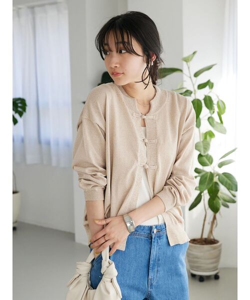 CRAFT STANDARD BOUTIQUE(クラフトスタンダードブティック)の「チャイナボタンニットカーデイガン(カーディガン/ボレロ・レディース・ベージュ系その他2/グリーン/杢グレー/ブラック・FREE)」の8枚目の写真
