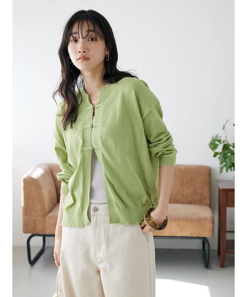 CRAFT STANDARD BOUTIQUE(クラフトスタンダードブティック)の「チャイナボタンニットカーデイガン(カーディガン/ボレロ・レディース・ベージュ系その他2/グリーン/杢グレー/ブラック・FREE)」の20枚目の写真