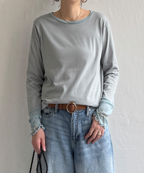 LBC(エルビーシー)の「シアーレイヤードロンT(Tシャツ/カットソー・レディース・チャコールグレー/スカイブルー/ダークオリーブ・M/L)」の1枚目の写真
