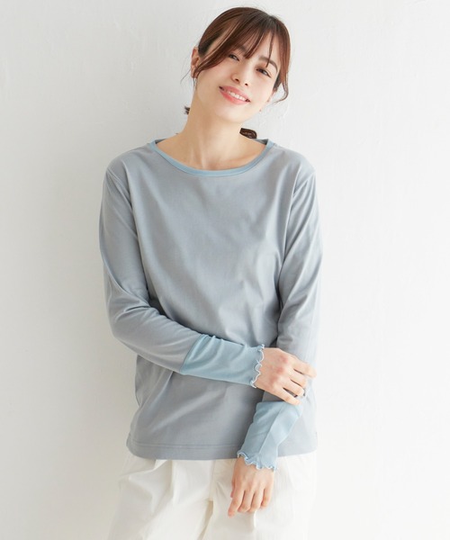 LBC(エルビーシー)の「シアーレイヤードロンT(Tシャツ/カットソー・レディース・チャコールグレー/スカイブルー/ダークオリーブ・M/L)」の6枚目の写真