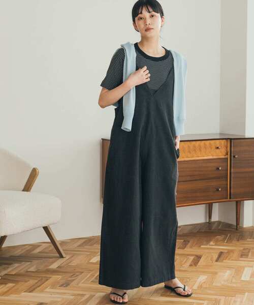FORK&SPOON（フォークアンドスプーン）の「FORK&SPOON　コットンリネンサロペットパンツ（サロペット/オーバーオール・レディース・ブラック/ブラウン・1）」の5枚目の写真