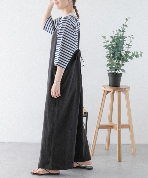 FORK&SPOON（フォークアンドスプーン）の「FORK&SPOON　コットンリネンサロペットパンツ（サロペット/オーバーオール・レディース・ブラック/ブラウン・1）」の10枚目の写真