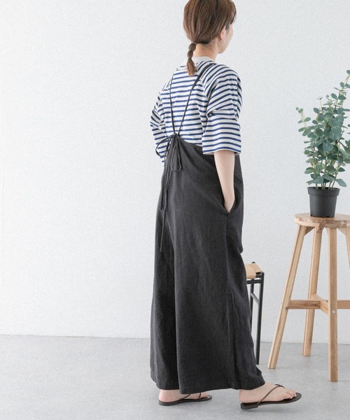 FORK&SPOON（フォークアンドスプーン）の「FORK&SPOON　コットンリネンサロペットパンツ（サロペット/オーバーオール・レディース・ブラック/ブラウン・1）」の13枚目の写真