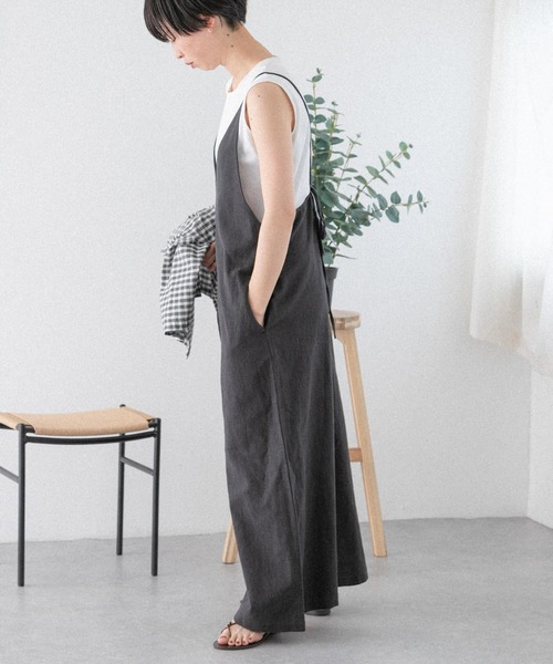 FORK&SPOON（フォークアンドスプーン）の「FORK&SPOON　コットンリネンサロペットパンツ（サロペット/オーバーオール・レディース・ブラック/ブラウン・1）」の16枚目の写真