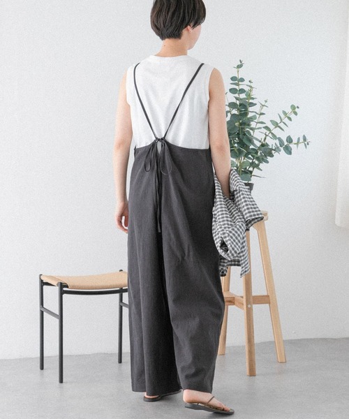 FORK&SPOON（フォークアンドスプーン）の「FORK&SPOON　コットンリネンサロペットパンツ（サロペット/オーバーオール・レディース・ブラック/ブラウン・1）」の17枚目の写真
