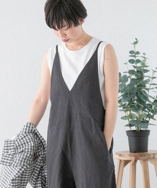 FORK&SPOON（フォークアンドスプーン）の「FORK&SPOON　コットンリネンサロペットパンツ（サロペット/オーバーオール・レディース・ブラック/ブラウン・1）」の19枚目の写真