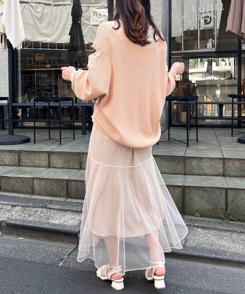 MAJESTIC LEGON(マジェスティックレゴン)の「チュールレイヤードシアースカート(スカート・レディース・ブルー/ブラック/アイボリー/グレイッシュベージュ・SMALL/MEDIUM)」の7枚目の写真