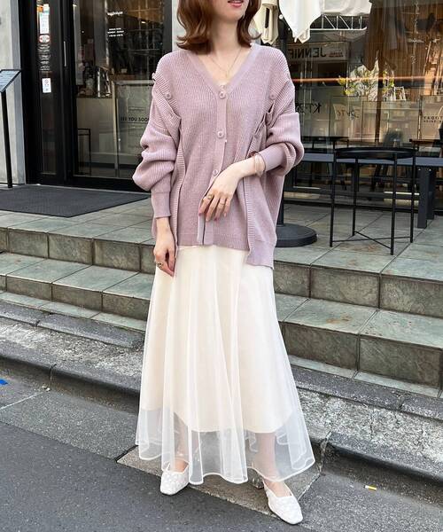 MAJESTIC LEGON(マジェスティックレゴン)の「チュールレイヤードシアースカート(スカート・レディース・ブルー/ブラック/アイボリー/グレイッシュベージュ・SMALL/MEDIUM)」の19枚目の写真