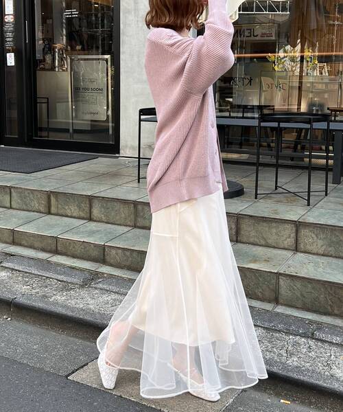 MAJESTIC LEGON(マジェスティックレゴン)の「チュールレイヤードシアースカート(スカート・レディース・ブルー/ブラック/アイボリー/グレイッシュベージュ・SMALL/MEDIUM)」の21枚目の写真