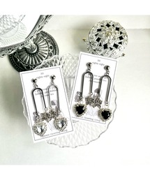 【88eighty-eight】シンメトリーハートビジューバタフライロングピアス(MA)