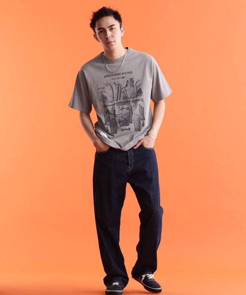 schott（ショット）の「Schott/ショット/SS T-SHIRT "ONE STAR PARTS"/半袖 Tシャツ "ワンスターパーツ"（Tシャツ/カットソー・メンズ・グレー/オフホワイト・M/L/XL/2XL）」の7枚目の写真