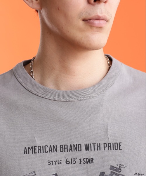 schott（ショット）の「Schott/ショット/SS T-SHIRT "ONE STAR PARTS"/半袖 Tシャツ "ワンスターパーツ"（Tシャツ/カットソー・メンズ・グレー/オフホワイト・M/L/XL/2XL）」の5枚目の写真