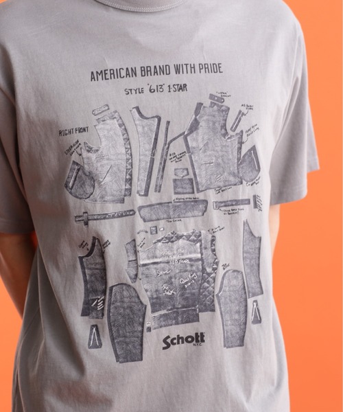 schott（ショット）の「Schott/ショット/SS T-SHIRT "ONE STAR PARTS"/半袖 Tシャツ "ワンスターパーツ"（Tシャツ/カットソー・メンズ・グレー/オフホワイト・M/L/XL/2XL）」の10枚目の写真