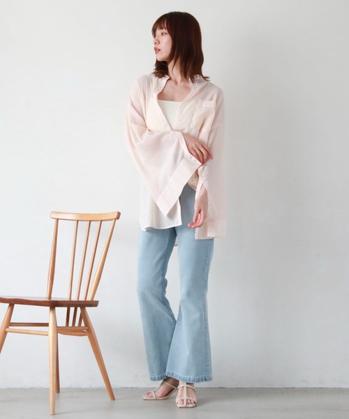 archives（アルシーヴ）の「シアーストライプシャツ（シャツ/ブラウス・レディース・グリーン/オレンジ/ネイビー/ピンク・MEDIUM）」の17枚目の写真