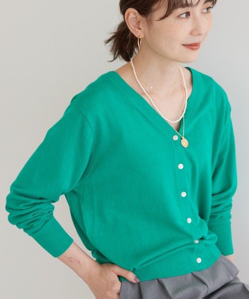 AMERICAN HOLIC(アメリカンホリック)の「UVカット Vネックニットショートカーディガン(カーディガン/ボレロ・レディース・ブラック/グリーン/アイボリー/オレンジ/ブルー・M/L)」の1枚目の写真