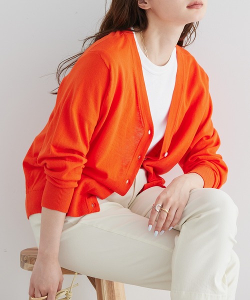 AMERICAN HOLIC(アメリカンホリック)の「UVカット Vネックニットショートカーディガン(カーディガン/ボレロ・レディース・ブラック/グリーン/アイボリー/オレンジ/ブルー・M/L)」の9枚目の写真