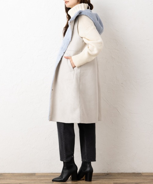 aunt lily(アントリリー)の「洗えるフェイクムートンリバーシブルジレ(ベスト・レディース・カーキ/ネイビー/グレイッシュベージュ・11号/13号/9号/7号/15号)」の11枚目の写真