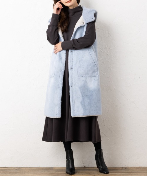 aunt lily(アントリリー)の「洗えるフェイクムートンリバーシブルジレ(ベスト・レディース・カーキ/ネイビー/グレイッシュベージュ・11号/13号/9号/7号/15号)」の16枚目の写真