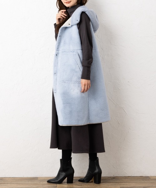 aunt lily(アントリリー)の「洗えるフェイクムートンリバーシブルジレ(ベスト・レディース・カーキ/ネイビー/グレイッシュベージュ・11号/13号/9号/7号/15号)」の17枚目の写真