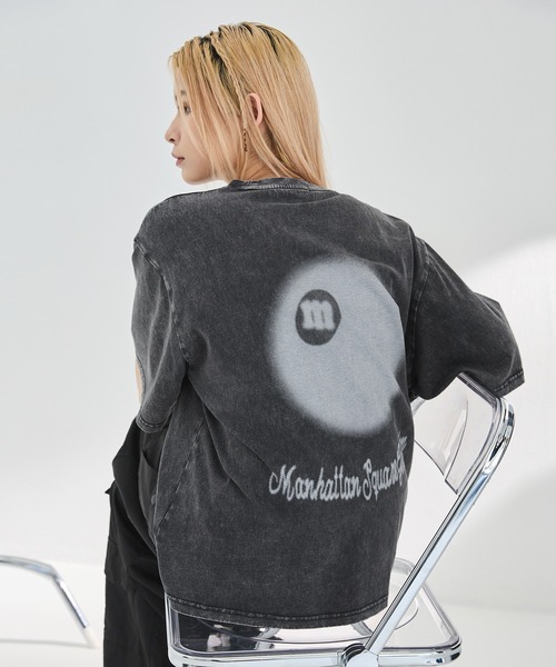 MSG（エムエスジー）の「ビッグシルエットヴィンテージライクビリヤードロゴピグメントボックスカットソー（Tシャツ/カットソー・メンズ・サックスブルー/ピンク/グリーン/アッシュグレー/ブラック/ホワイト/マスタード/ブラック系/グレー系・XL/S/L/M）」の21枚目の写真