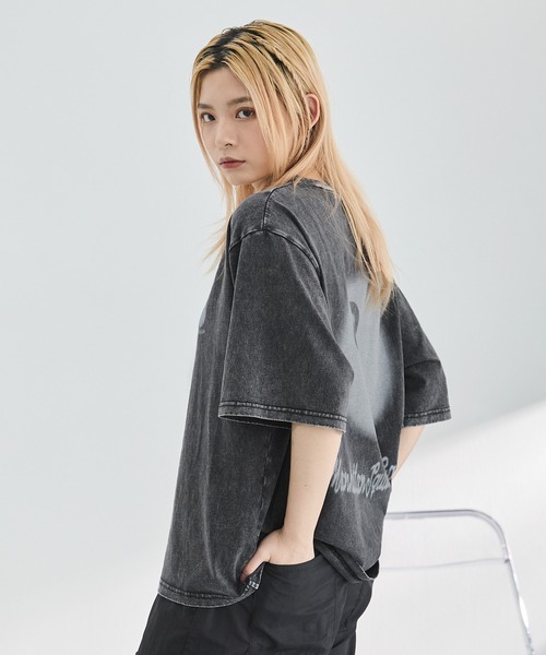 MSG（エムエスジー）の「ビッグシルエットヴィンテージライクビリヤードロゴピグメントボックスカットソー（Tシャツ/カットソー・メンズ・サックスブルー/ピンク/グリーン/アッシュグレー/ブラック/ホワイト/マスタード/ブラック系/グレー系・XL/S/L/M）」の19枚目の写真