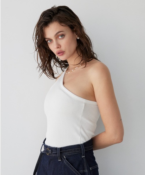 ALEXIA STAM（アリシアスタン）の「One Shoulder Rib Tank Top /パッドinワンショルタンクトップ（タンクトップ・レディース・ホワイト/ピンク/チャコールグレー・FREE）」の12枚目の写真