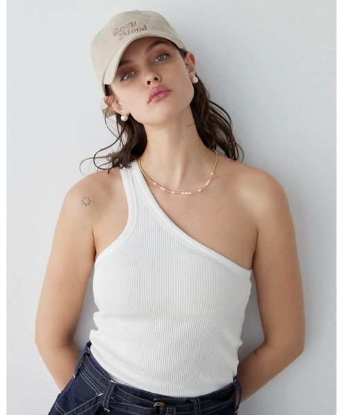 ALEXIA STAM（アリシアスタン）の「One Shoulder Rib Tank Top /パッドinワンショルタンクトップ（タンクトップ・レディース・ホワイト/ピンク/チャコールグレー・FREE）」の20枚目の写真