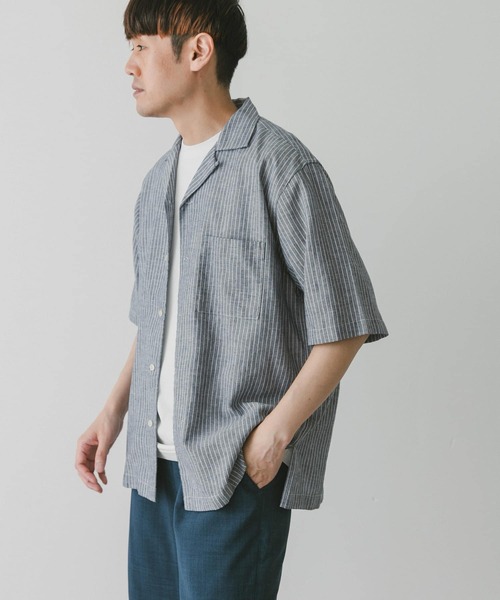 URBAN RESEARCH DOORS（アーバンリサーチドアーズ）の「『UR TECH 高機能リネン』高機能リネンオープンカラーシャツ（シャツ/ブラウス・メンズ・オリーブ/ブルー/ブルー系その他/ホワイト系その他/ブラウン・MEDIUM/LARGE/X-LARGE）」の12枚目の写真