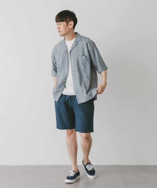 URBAN RESEARCH DOORS（アーバンリサーチドアーズ）の「『UR TECH 高機能リネン』高機能リネンオープンカラーシャツ（シャツ/ブラウス・メンズ・オリーブ/ブルー/ブルー系その他/ホワイト系その他/ブラウン・MEDIUM/LARGE/X-LARGE）」の13枚目の写真