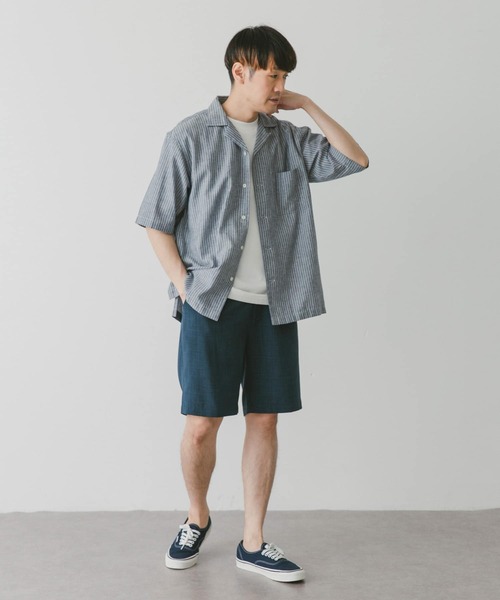 URBAN RESEARCH DOORS（アーバンリサーチドアーズ）の「『UR TECH 高機能リネン』高機能リネンオープンカラーシャツ（シャツ/ブラウス・メンズ・オリーブ/ブルー/ブルー系その他/ホワイト系その他/ブラウン・MEDIUM/LARGE/X-LARGE）」の14枚目の写真