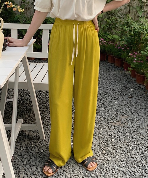 Chaco closet（チャコ クローゼット）の「イージーストレートワイドパンツ（その他パンツ・レディース・アイボリー/ブラック/ピンク/イエロー/ベージュ・FREE）」の4枚目の写真