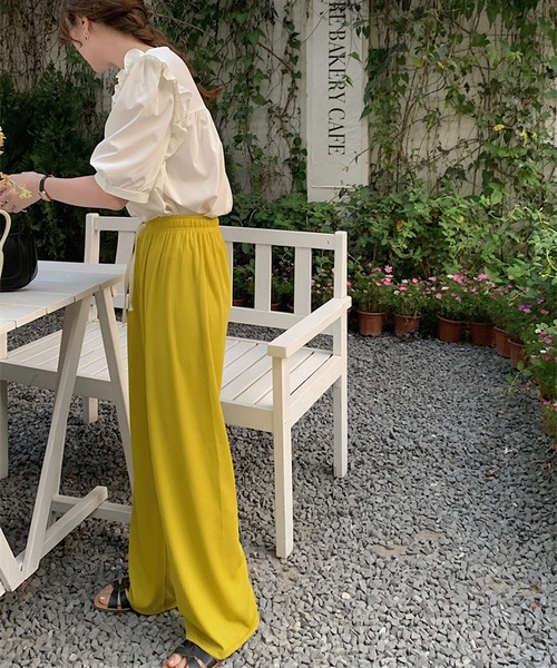 Chaco closet（チャコ クローゼット）の「イージーストレートワイドパンツ（その他パンツ・レディース・アイボリー/ブラック/ピンク/イエロー/ベージュ・FREE）」の11枚目の写真