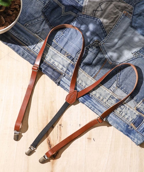 UNIVERSAL OVERALL(ユニバーサルオーバーオール)の「《UNIVERSAL OVERALL》Leather Suspenders(サスペンダー・レディース・ブラック/ネイビー/ブラウン/ダークブラウン/グリーン・FREE)」の3枚目の写真