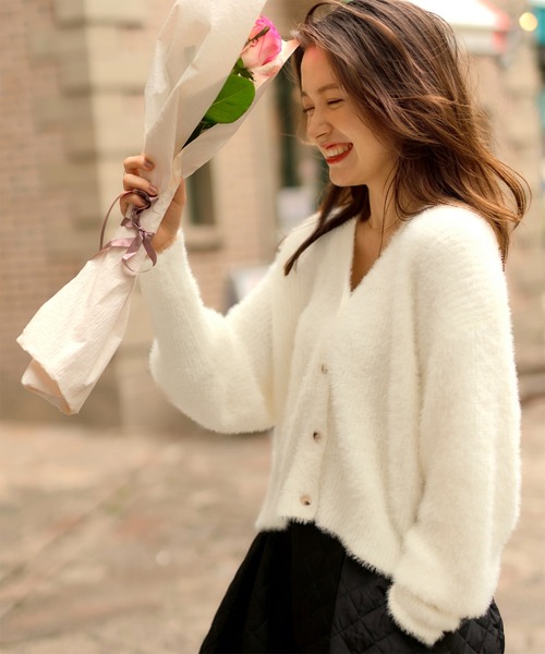 シャギーニットカーディガン（カーディガン/ボレロ）｜titivate