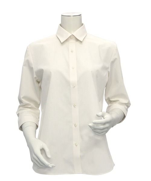 TOKYO SHIRTS(トウキョウシャツ)の「形態安定ノーアイロン レギュラー 七分袖ビジネスワイシャツ(ビジネスシャツ・レディース・ライトベージュ・S/M/L/LL/XL)」の5枚目の写真