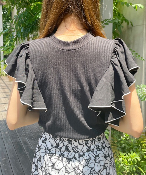 one way（ワンウェイ）の「配色フリルカットソー（Tシャツ/カットソー・レディース・ホワイト/ピンク/グレー/ブラック・FREE）」の7枚目の写真