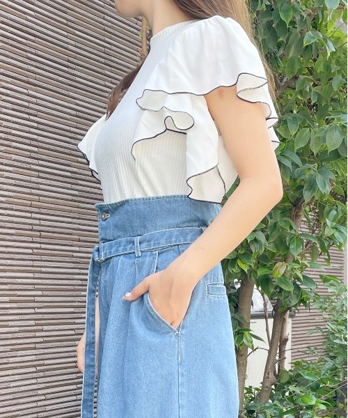 one way（ワンウェイ）の「配色フリルカットソー（Tシャツ/カットソー・レディース・ホワイト/ピンク/グレー/ブラック・FREE）」の15枚目の写真
