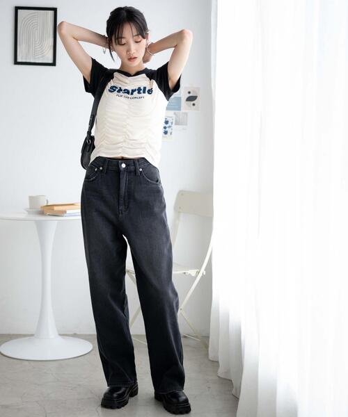 WEGO（ウィゴー）の「WEGO/シャーリングラグランT（Tシャツ/カットソー・レディース・ブラック/ワイン・FREE）」の3枚目の写真